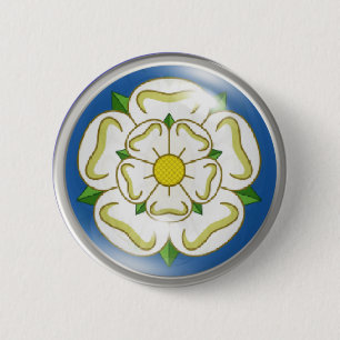 Macaron Rond 5 Cm Rose blanc de drapeau de Yorkshire