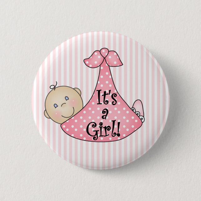 Macaron Rond 5 Cm Rose c'est une fille (Devant)