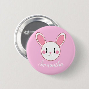 Macaron Rond 5 Cm Rose Chic Moderne Cute Fluffé Lapin Lapin