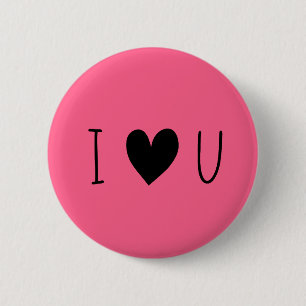 Macaron Rond 5 Cm Rose clair "je t'aime" coeur noir