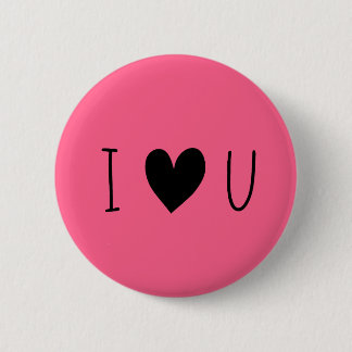 Macaron Rond 5 Cm Rose clair "je t'aime" coeur noir