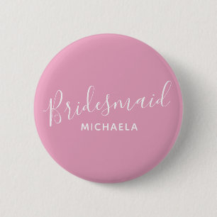Macaron Rond 5 Cm Rose de demoiselle d'honneur avec le bouton blanc