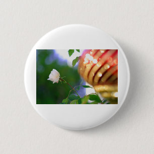 Macaron Rond 5 Cm Rose de Noël blanc