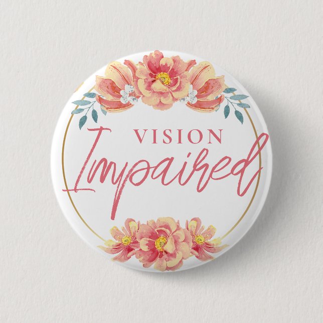 Macaron Rond 5 Cm Rose de pêche feminine Vue florale Imparée (Devant)