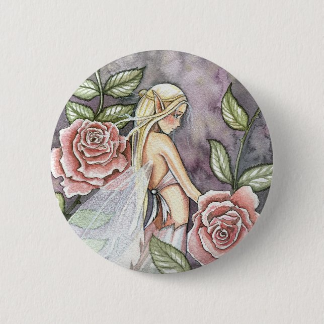Macaron Rond 5 Cm Rose Fairy Pin, Button par Molly Harrison (Devant)