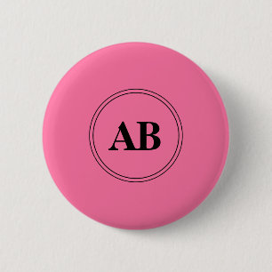 Macaron Rond 5 Cm Rose français uni avec monogramme