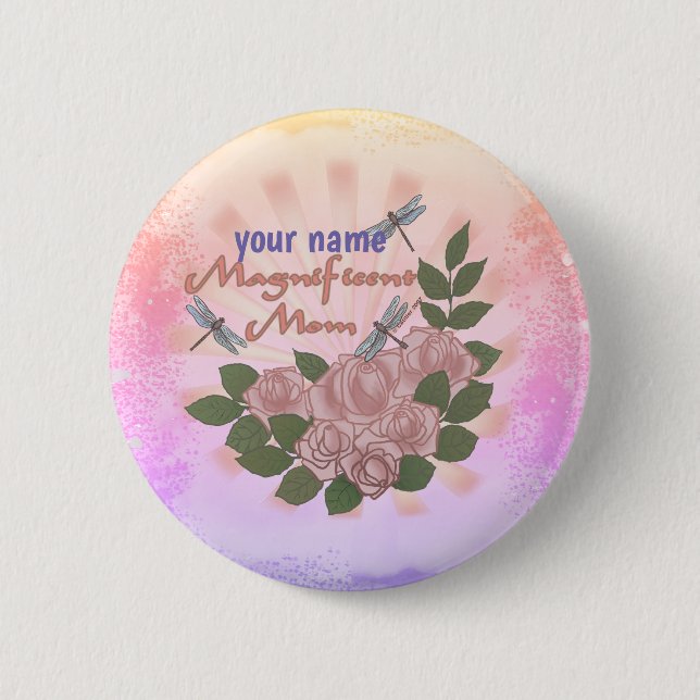 Macaron Rond 5 Cm Rose Magnifique coutume maman (Devant)
