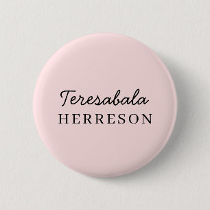 Macaron Rond 5 Cm Rose Pâle Monogramme Élégance Féminine Minimalis