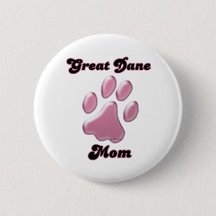 Macaron Rond 5 Cm Rose Pawprint - bouton de maman de great dane