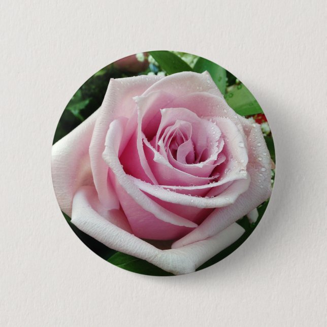 Macaron Rond 5 Cm Rose Rose Rose florale Bouton Pin (Devant)
