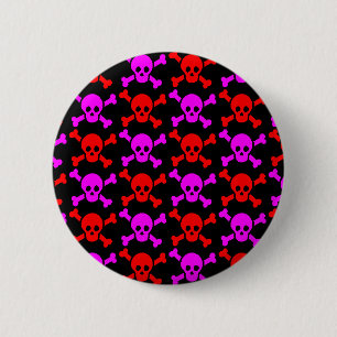 MACARON ROND 5 CM ROSE ROUGE DE CRÂNES GOTHIQUES