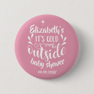 Macaron Rond 5 Cm Rose Son Baby shower Froid À L'Extérieur/Saupoudre