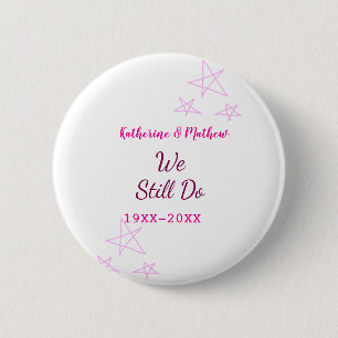 Macaron Rond 5 Cm Rose stars Vow renouvellement anniversaire mariage