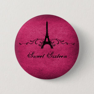 Macaron Rond 5 Cm Rose Vintage Français Plourish Sweet 16 Bouton