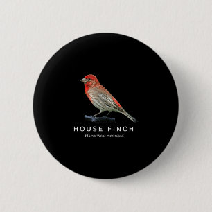 Macaron Rond 5 Cm Roselin familier ornithologie graphique rouge oise