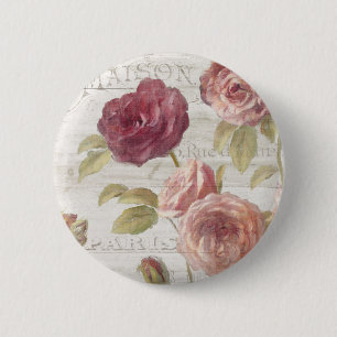 Macaron Rond 5 Cm Roses de Français de rose en pastel