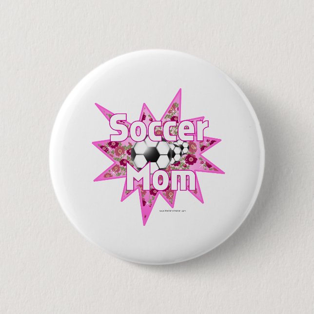 Macaron Rond 5 Cm Roses de maman de football (Devant)