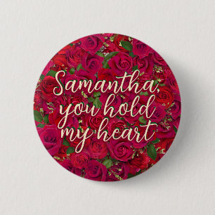 Macaron Rond 5 Cm Roses rouges de la Saint-Valentin avec message per