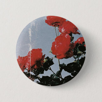 Macaron Rond 5 Cm Roses rouges vintage sur un ciel bleu