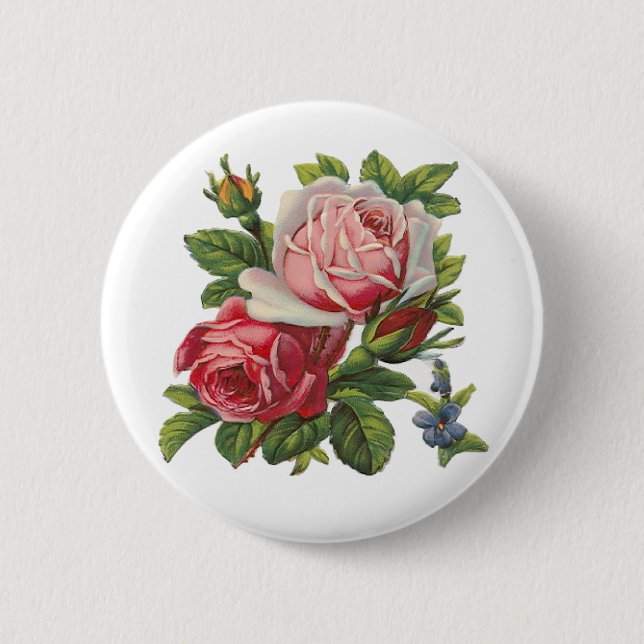 MACARON ROND 5 CM ROSES VINTAGES (Devant)