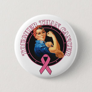 Macaron Rond 5 Cm Rosie Le Riveter Plus Dur Que Le Cancer Du Sein