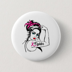 Macaron Rond 5 Cm Rosie Le Riveter Sensibilisation au cancer du sein