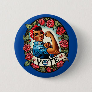 Macaron Rond 5 Cm Rosie le vote du Riveter
