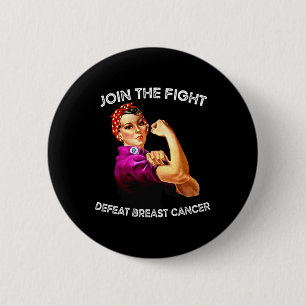 Macaron Rond 5 Cm Rosie The Riveter Defeat Sensibilisation au cancer