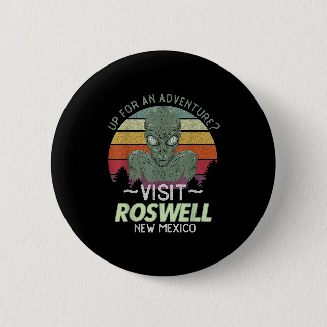 Macaron Rond 5 Cm Roswell New Mexico Alien Head Funny Souvenir Quote (Devant)