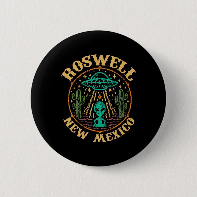 Macaron Rond 5 Cm Roswell Nm 1947 - Funny Roswell Aviation New Mexic (Devant)