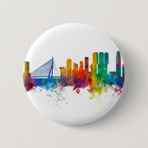 Macaron Rond 5 Cm Rotterdam The Pays-Bas Skyline