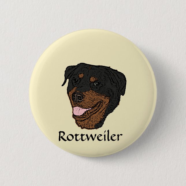Macaron Rond 5 Cm Rottweiler (Devant)