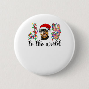 Macaron Rond 5 Cm Rottweiler Christmas Rottie Xmas Party Rottweiler