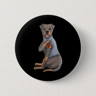 Macaron Rond 5 Cm Rottweiler I Love Maman Tattoo Dog Funny Mothers D