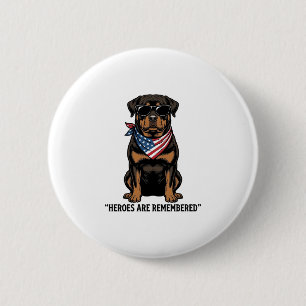 Macaron Rond 5 Cm Rottweiler Patriotique Chien Héros Design Vintage_