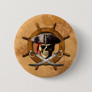 Macaron Rond 5 Cm Roue de pirate de jolly roger