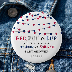 Macaron Rond 5 Cm Rouge, Blanc & Due ! baby shower 4 juillet