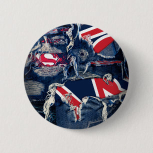 Macaron Rond 5 Cm Rouge, blanc et bleu de Supergirl