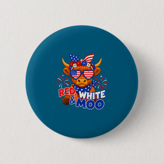 Macaron Rond 5 Cm Rouge blanc et vache écossaise patriotique drôle u