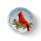 Rouge Cardinal Bird Joyeux Noël bouton