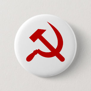 Macaron Rond 5 Cm Rouge Communism hammer and Sickle