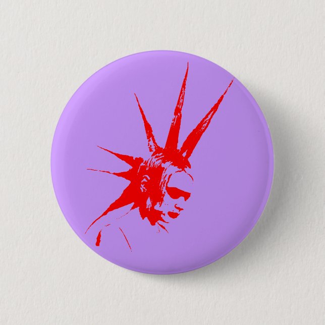 Macaron Rond 5 Cm rouge de punkgirl (Devant)