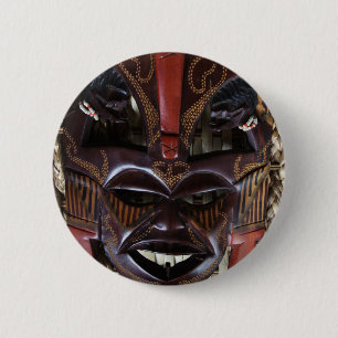 Macaron Rond 5 Cm Rouge découpé en bois tribal africain rituel de