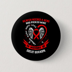 Macaron Rond 5 Cm Rouge En Mémoire De Grand-Père Maladie Cardiaque C