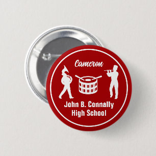 Macaron Rond 5 Cm Rouge High School Marching Band Personnalisé
