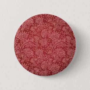 Macaron Rond 5 Cm Rouge Paisley Damassé Designer Floral Vintage Clas