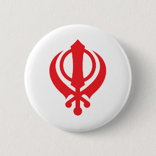 Macaron Rond 5 Cm Rouge sikh de Khanda