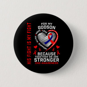 Macaron Rond 5 Cm Rouge Son combat est mon combat Godson Chd Awarene