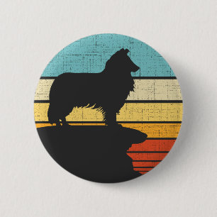 Macaron Rond 5 Cm Rough Collie Propriétaire Retro Vintage 60s les an