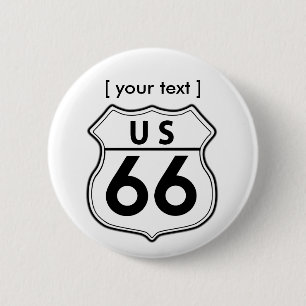Macaron Rond 5 Cm Route 66 Road Sign Button
